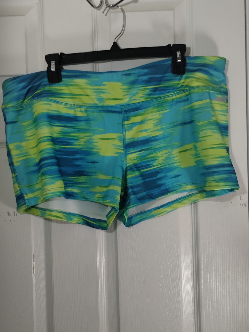 Plus Size Avia Yellow/Blue Tie-Dye Athletic Performance Shorts